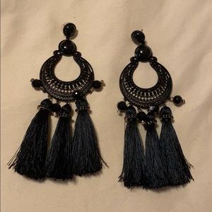 Black tassel earrings.